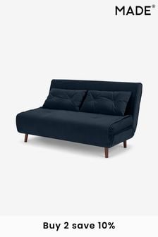 MADE.COM Smooth Velvet Sapphire Blue Haru Large Sofa Bed