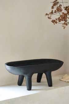 French Connection Black Papier Mache Footed Bowl