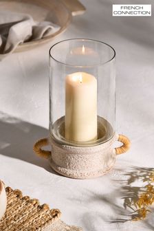 French Connection White Textured Terracotta Hurriane Candle Holder