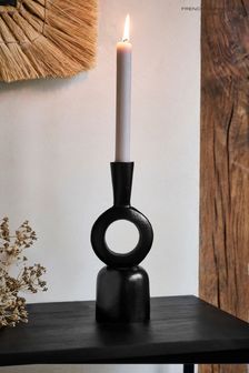 French Connection Black Rustic Tapered Candle Holder Medium