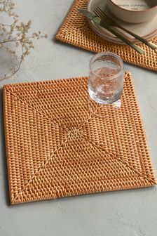 French Connection Natural Rattan Hand Woven Set of 4 Placemats