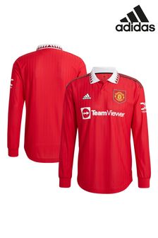 adidas Red Manchester United Long Sleeve 2022-23 Home Authentic Shirt (N06853) | £110