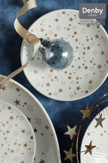 Denby White Porcelain Arc Stars Set of 2 Small Plates