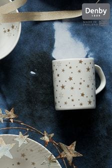 Denby White Porcelain Stars Set of 2 Small Mugs