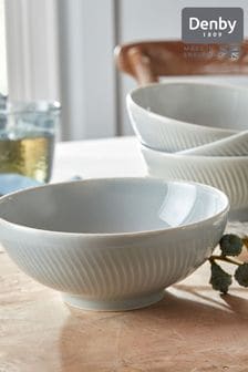 Denby Grey Porcelain Arc Set of 4 Cereal Bowls