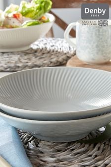 Denby Grey Porcelain Arc Set of 4 Pasta Bowls