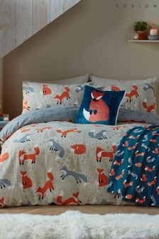 Fusion Natural Foraging Fox Brushed Duvet Cover Set