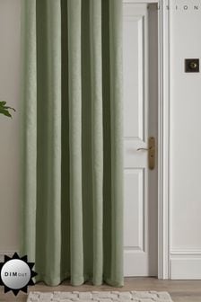 Fusion Green Strata Dim out woven Eyelet Single Panel Curtain