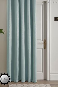 Fusion Blue Strata Dim out woven Eyelet Single Panel Curtain
