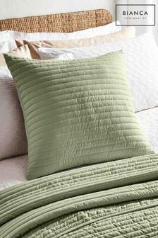 Bianca Sage Green Quilted Lines Cushion