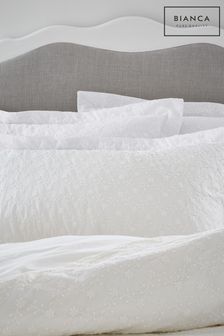 Bianca White French Knot Jacquard Cotton Pair Oxford Pillowcase