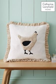 Catherine Lansfield Natural Country Hen Applique Cushion