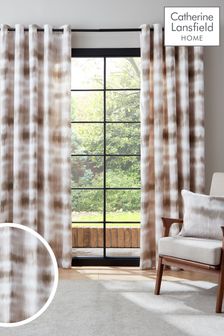 Catherine Lansfield Natural Ombre Texture Lined Eyelet Curtains