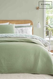 Bianca Sage Green Quilted Lines 220x230cm Bedspread