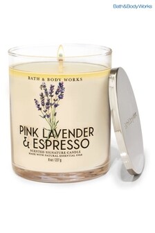 Bath & Body Works Pink Lavender and Espresso Signature Single Wick Candle 8 oz / 227 g