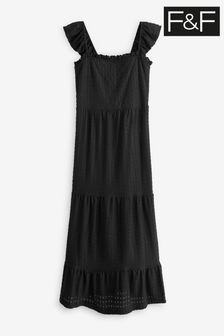 F&F The Edit Kelly Brook Broderie Black Midi Dress (N41493) | £31