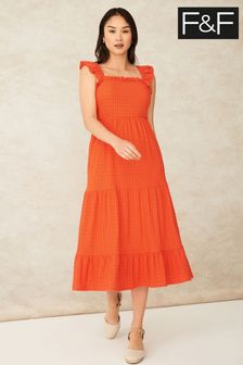 F&F Orange The Edit Kelly Brook Broderie Midi Dress (N41496) | £31