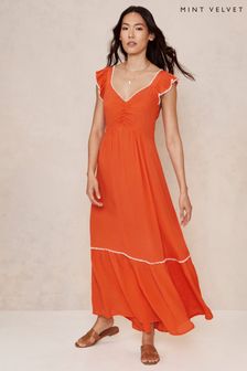Mint Velvet Orange Mint Velvet Orange Crochet Maxi Dress (N41935) | £129