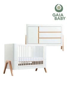 Gaia Baby White Hera Cot Bed and Dresser Set