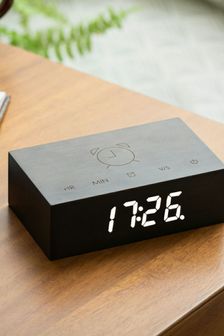 Gingko Black Flip Click Alarm Clock