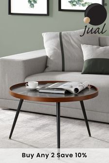 Jual Black Siena Marble Effect Round Coffee Table