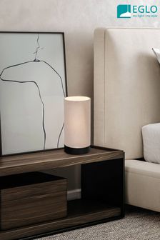 Eglo Black Feniglia Natural Linen Cylindrical Table Lamp