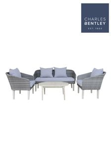 Charles Bentley Grey Garden Madrid Lounge Set With Sofa Chairs And Coffee Table