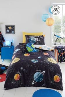 Bedlam Black Outer Space Glow in the Dark Duvet Cover Set
