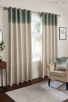 Fusion Green Ombre Strata Dim Out Pair of Eyelet Curtains