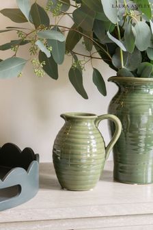 Green Stoneware Handle Vase