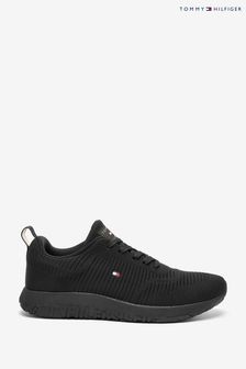 Tommy Hilfiger Black Ribbed Knit Running Trainers