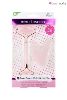 Brush Works Rose Quartz Resin Roller & Gua Sha