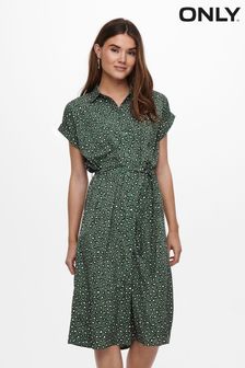 Only Green Midi Animal Shirt Dress (P28306) | £35