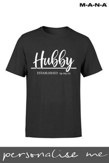 Personalised Black Hubby T-Shirt by MANA (P28490) | £15