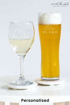 Personalised Mr & Mrs Glass Set by Oh So Cherished