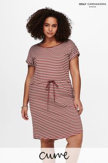 ONLY Curve Red Stripe Jersey Printed T-Shirt Dress (P32313) | £16