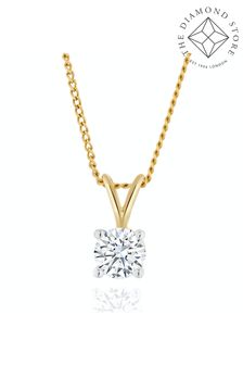 The Diamond Store White Lab Diamond Solitaire Pendant Necklace 0.33ct H/Si in 9K Gold (P34028) | £425