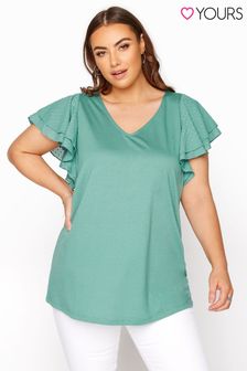 Yours Woven Frill Sleeve Top