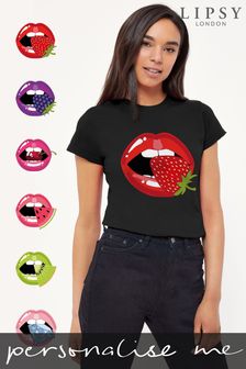 Personalised Lipsy Lips Eating Womens T-Shirt (P35092) | £19