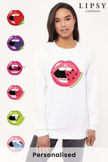 Personalised Lipsy Lips Eating Womens Sweatshirt