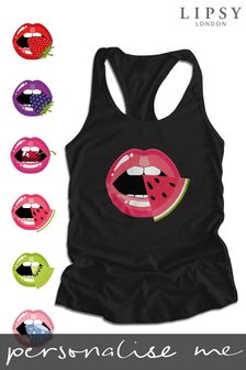 Personalised Lipsy Lips Eating Womens Racer Back Tank