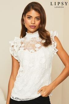 Lipsy VIP Lace Flutter Sleeve Top