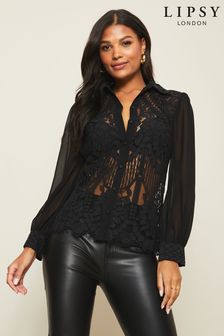 Lipsy Black VIP Lace Shirt (P35237) | £48