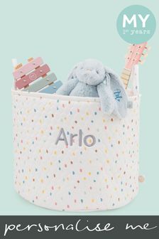 Personalised Large Rainbow Polka Dot Storage Bag with Luxury Gift Box by My 1st Years