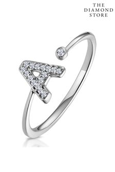 The Diamond Store Lab Diamond Initial A Ring 0.07ct Set in 925 Silver