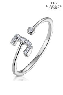 The Diamond Store Lab Diamond Initial J Ring 0.07ct Set in 925 Silver