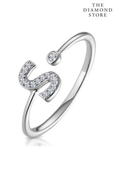 The Diamond Store Lab Diamond Initial S Ring 0.07ct Set in 925 Silver