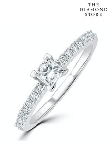 The Diamond Store White Ella Halo Lab Diamond Engagement Ring 0.55ct in 9K White Gold (P40549) | £549