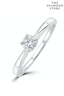 The Diamond Store White Tapered Design Lab Diamond Engagement Ring 0.25ct H/Si in 925 Silver (P40585) | £309