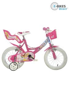 E-Bikes Direct Pink Dino Disney Princess Licensed Girls Bike with Doll Carrier - 14 Inch Wheel (P43060) | £179